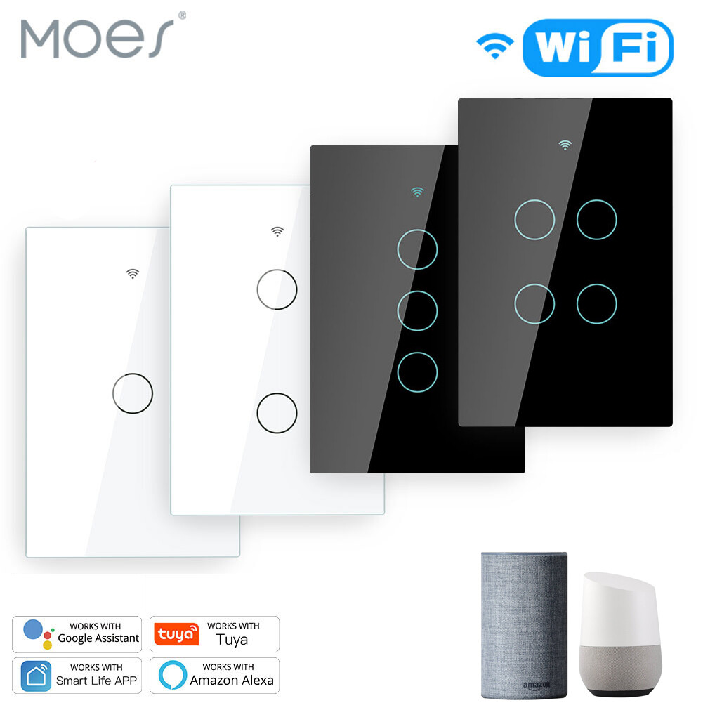 MOES 1/2/3/4 Gang Smart Light Switch WiFi RF Wall Touch Timer Alexa Google APP gallery