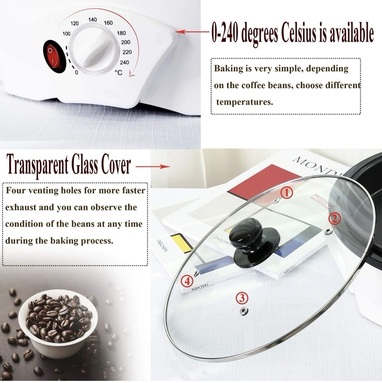 LUEUR Electric Coffee Roasters For Home Use,Coffee Bean Roaster Machine Coffe... gallery