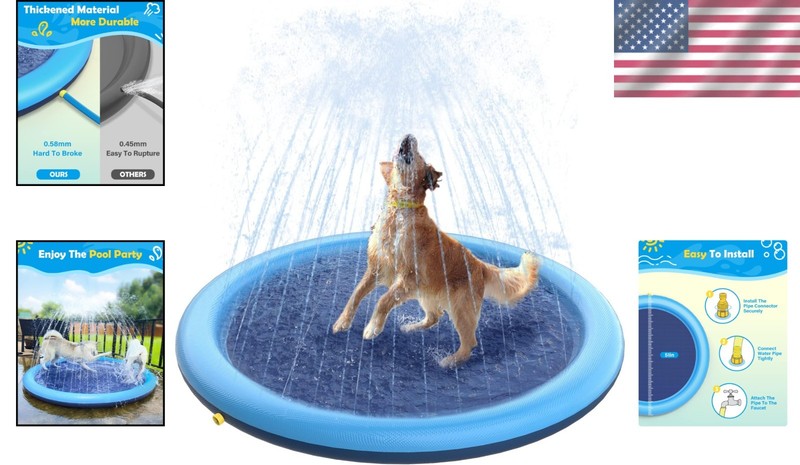 Extra Thick Outdoor Dog Pool - 51-inch Anti-Slip Splash Pad for Summer Fun gallery
