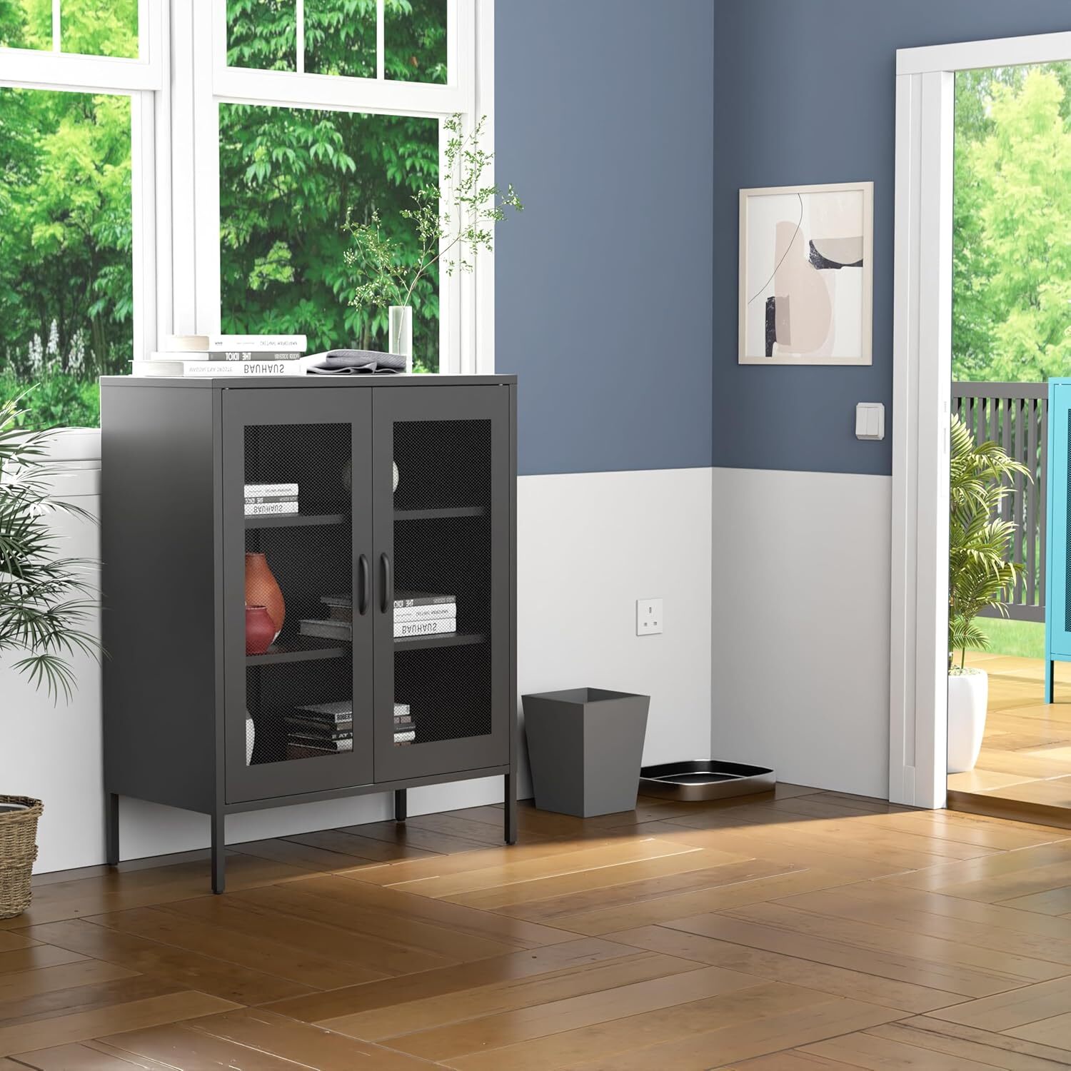 Elegro Metal Storage Cabinet,Kitchen Storage Cabinet With Ventilated Mesh Doors gallery