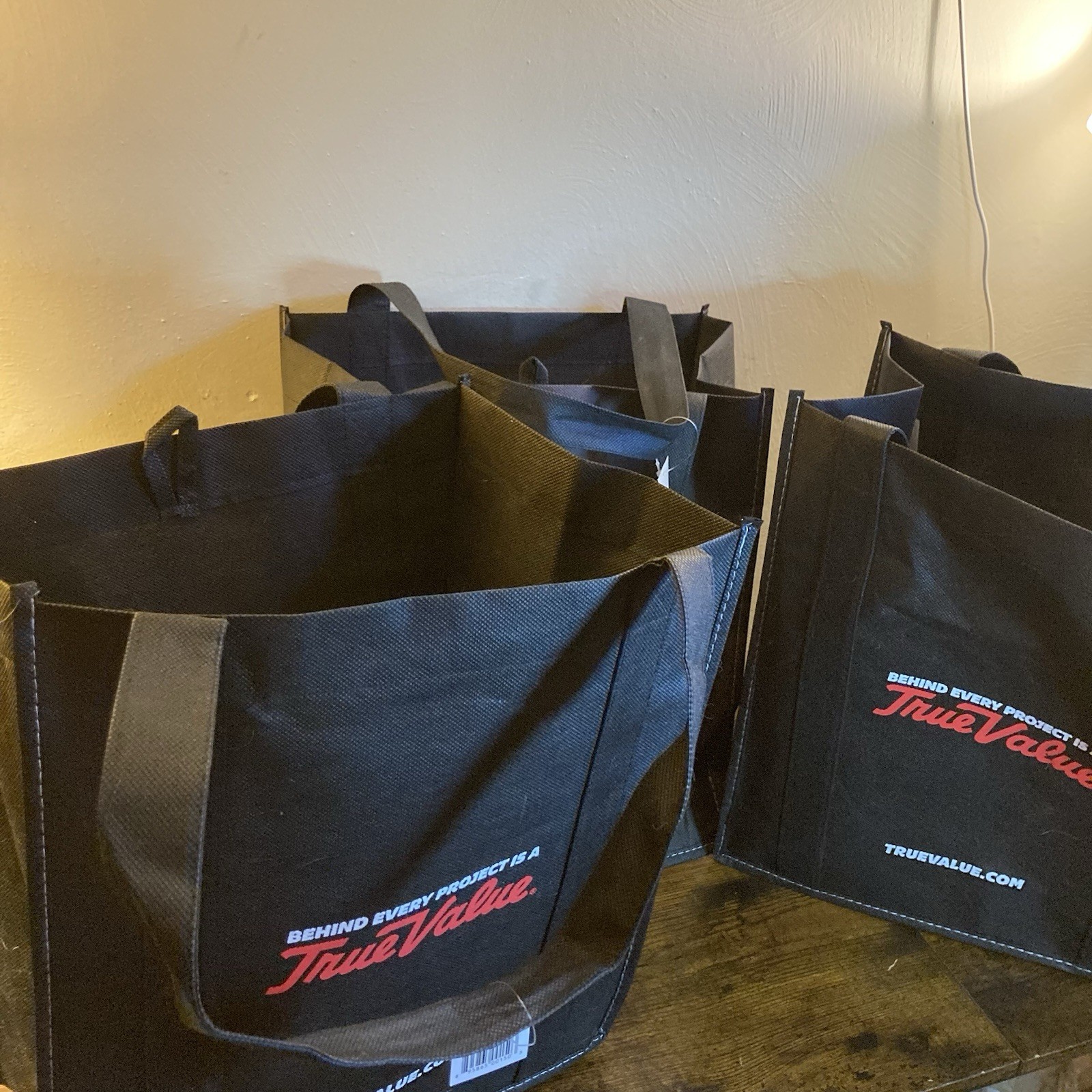 True Value 3 Reusable Tote Shopping Bags Black gallery