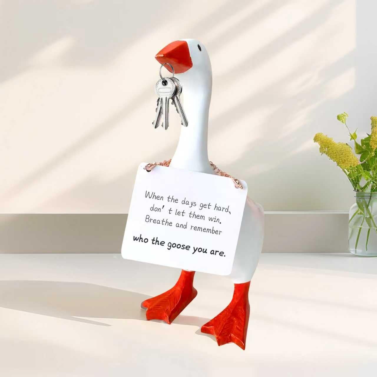 WUXULIFE Desk Goose 7 inch Cute Mini Desktop Goose Statue with Three Positive... gallery