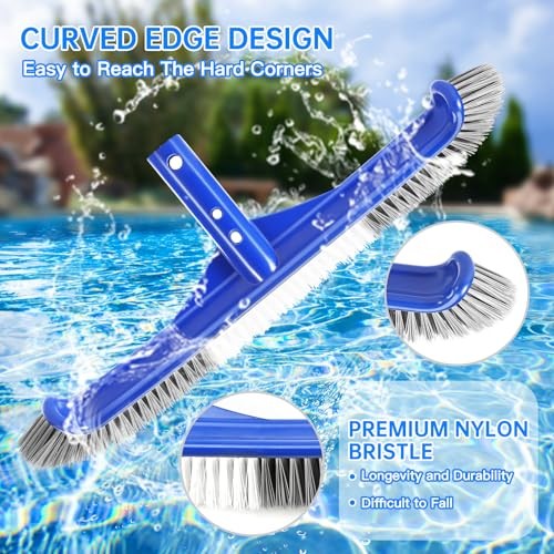 Pool Head, 17" Pooles for Cleaning Pool Walls, Curved Ends High Large Brush gallery