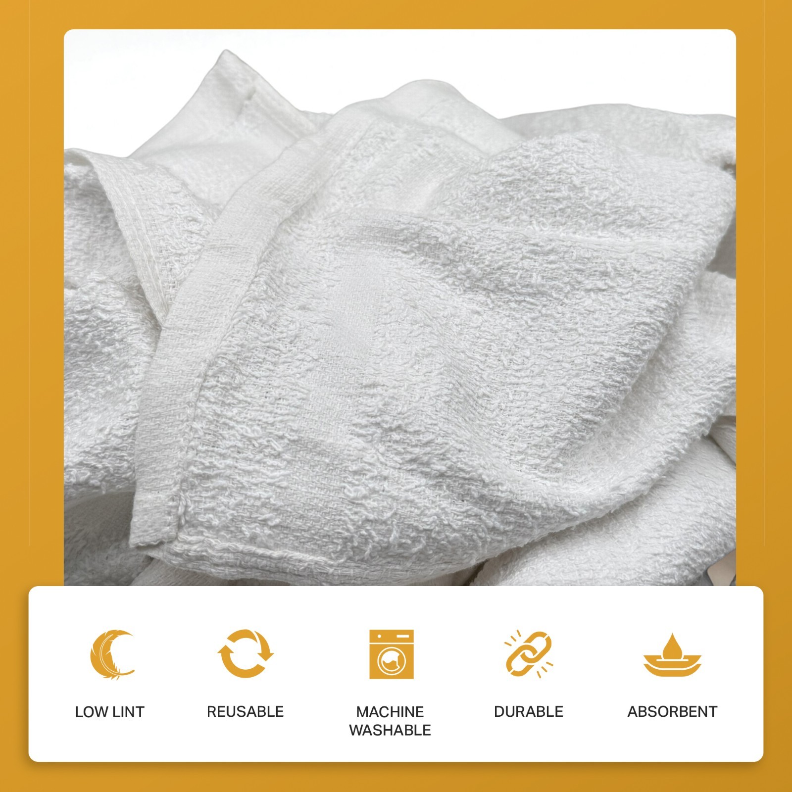 60 COTTON TERRY CLOTH CLEANING TOWELS /BAR TOWELS/ RAGS 12 X 12 NEW gallery