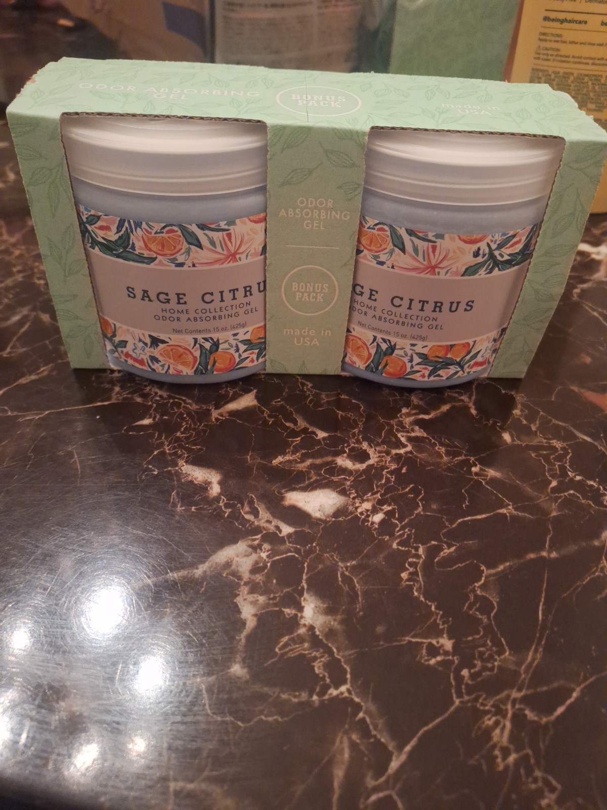 Home Collection Odor Absorbing Gel Sage Citrus 15 oz 2-Pack 90 Days USA gallery