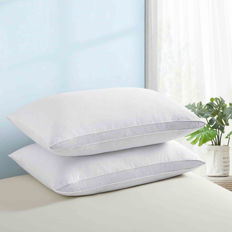 2 Pack Gusseted Goose Feather Down Bed Pillows King Size Pillows gallery