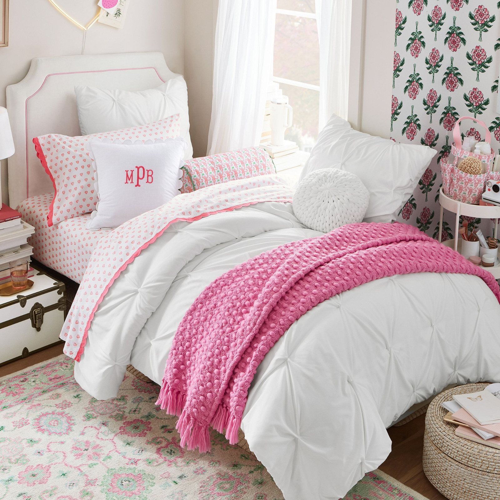 Best Seller Pottery Barn Roller Rabbit Hearts Organic Sheet Set Pink Full gallery