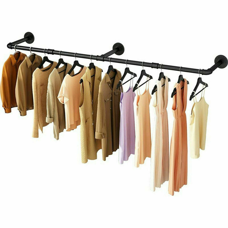 Long Clothes Rack 71"Pipe Wall Mounted Garment Rack Hanging Rod Clothing Storage gallery