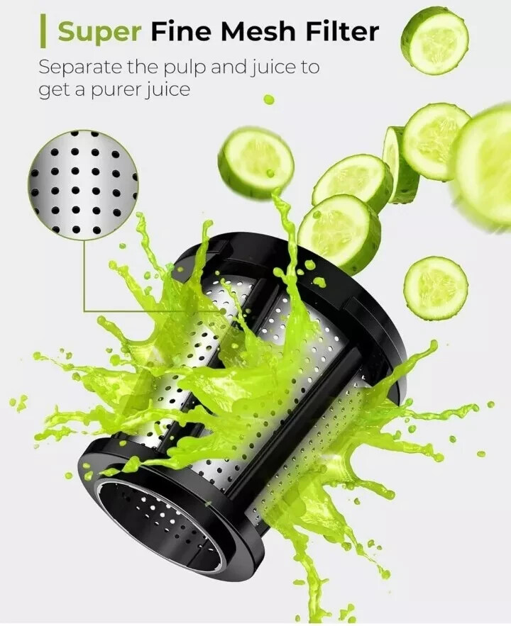 Jocuu Slow Masticating Juicer with Soft/Hard Modes Easy 2 Clean Quiet Motor MINT gallery