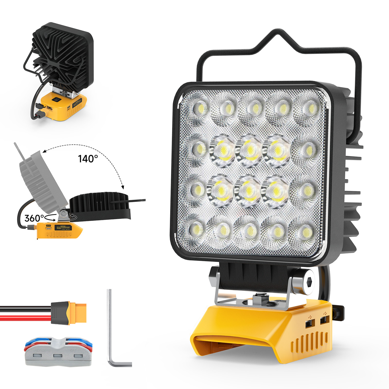 60W LED Work Light 6000LM for Dewalt 20V Battery Cordless Flashlight PD USB-C gallery