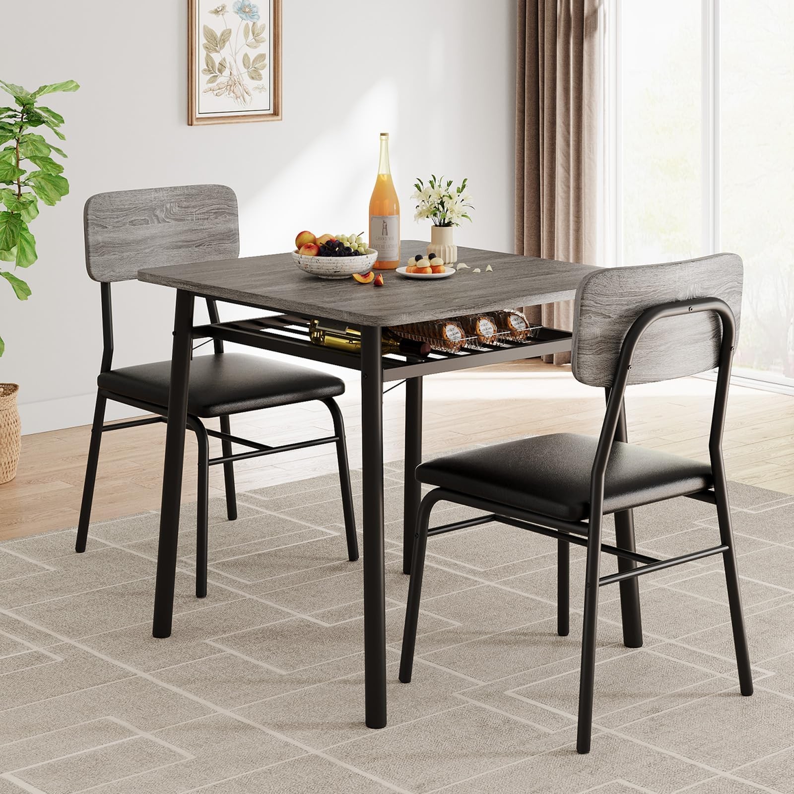 Set for 2 Dining Table Kitchen Table with 2 Chairs for Small Space Apartment gallery