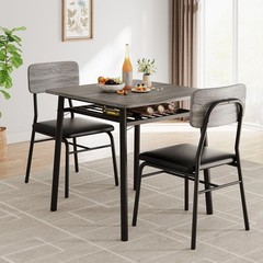 Set for 2 Dining Table Kitchen Table with 2 Chairs for Small Space Apartment