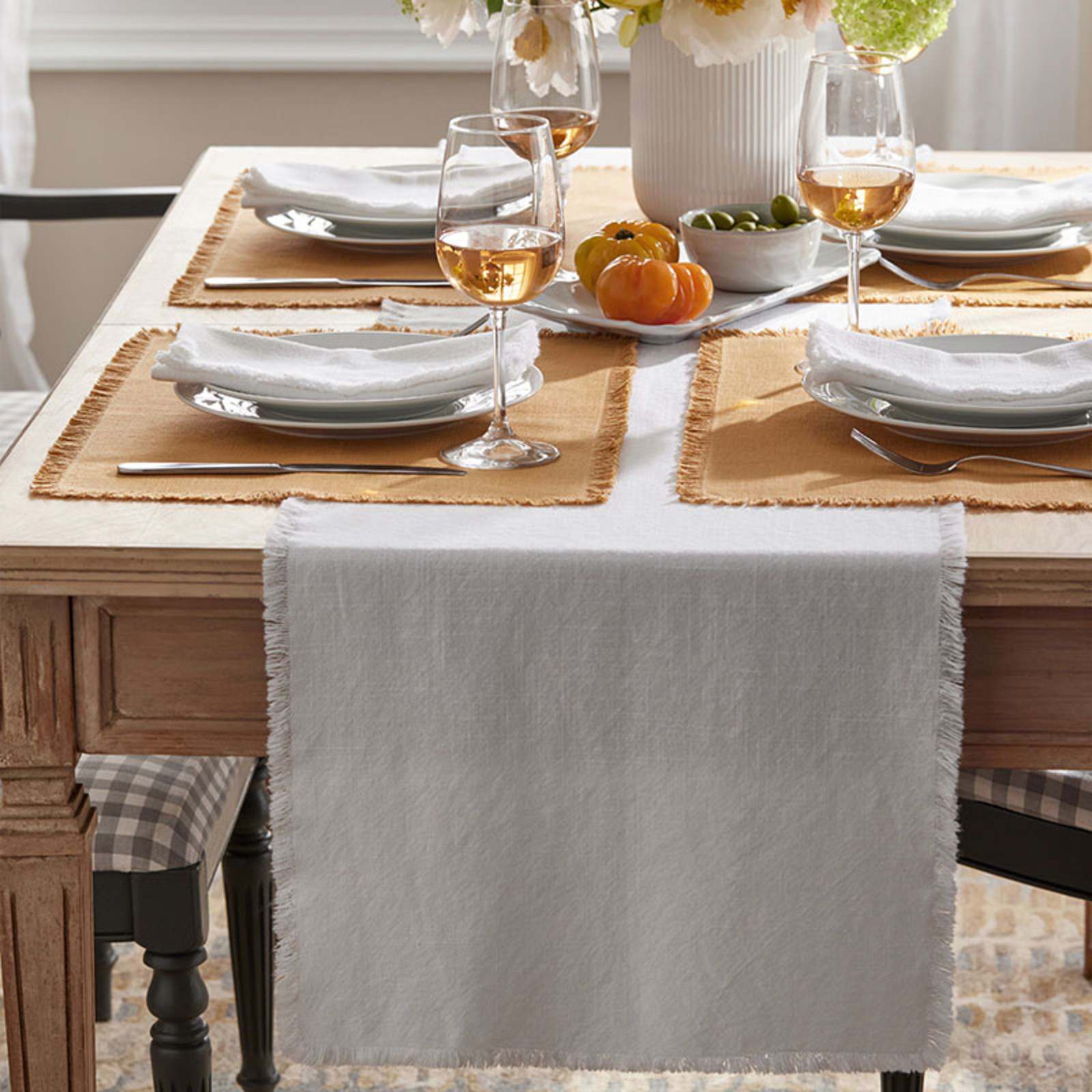 Solid Fringe Table Runner - White, 16 in. x 108 in.... gallery