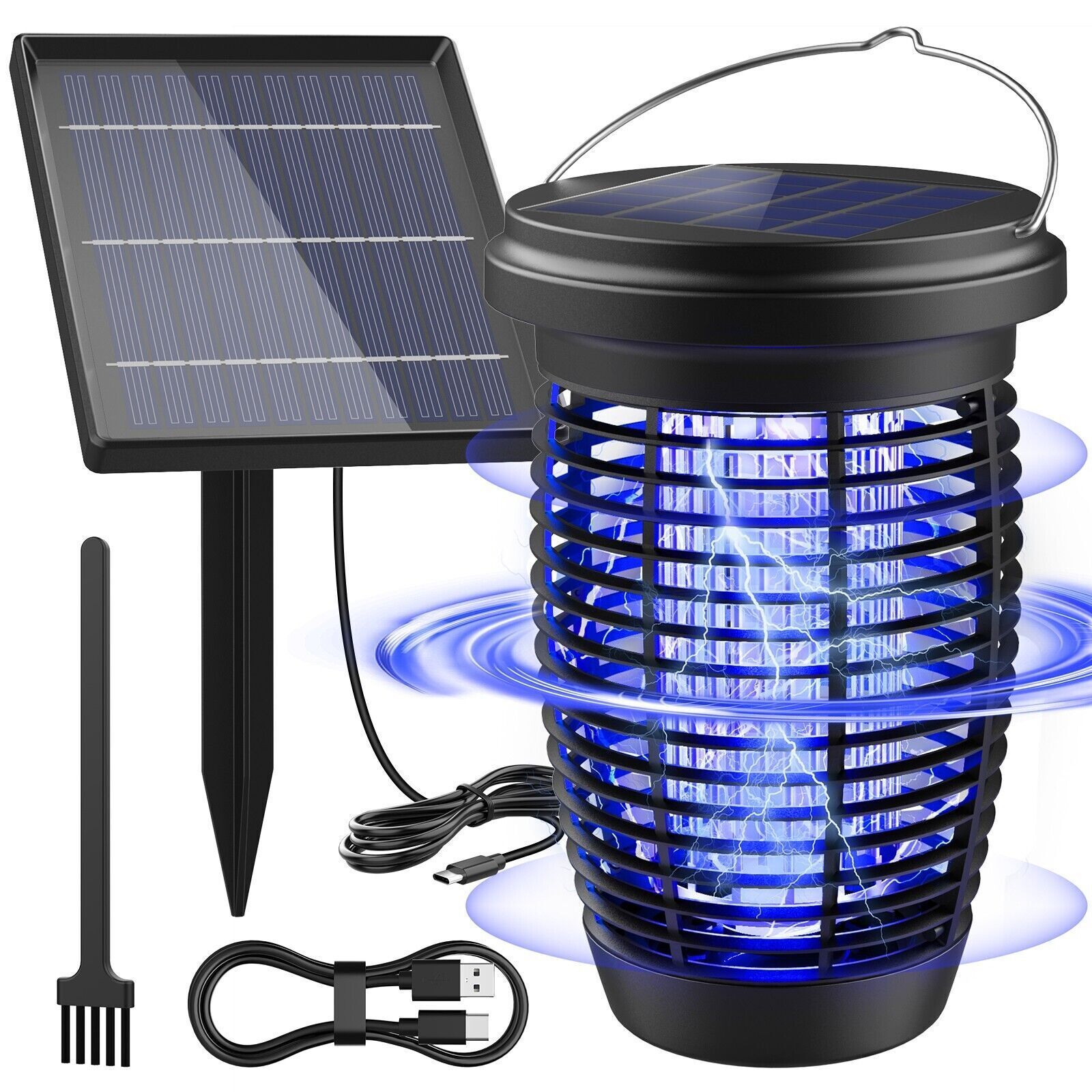 Solar Bug Zapper 2-in-1 Mosquito Killer Lamp Indoor 4500V Fly Zapper Garden gallery