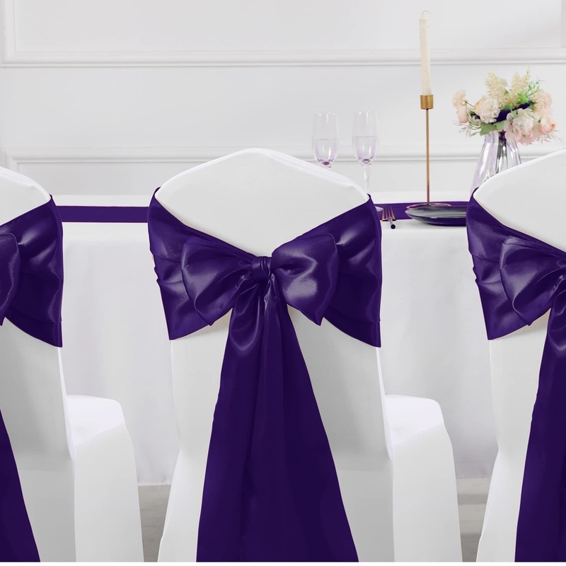 Dark Purple Table Runner, 12Pcs 12x108 Inch, Smooth Satin, Party Decor gallery