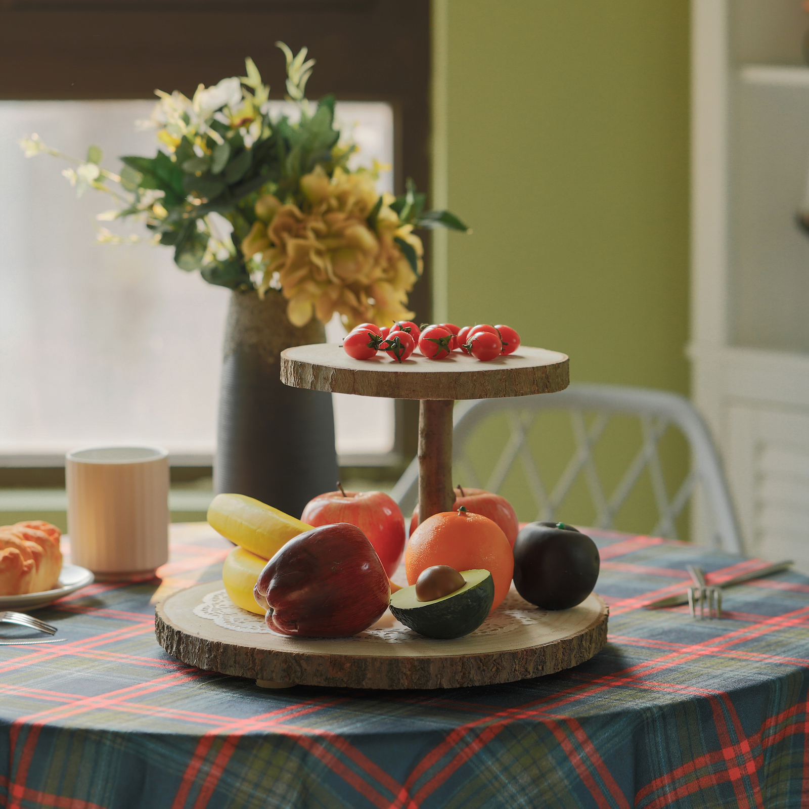 New Natural Wood Color Tree Bark Server Tray with Rustic Appeal, Two Sizes Trays gallery