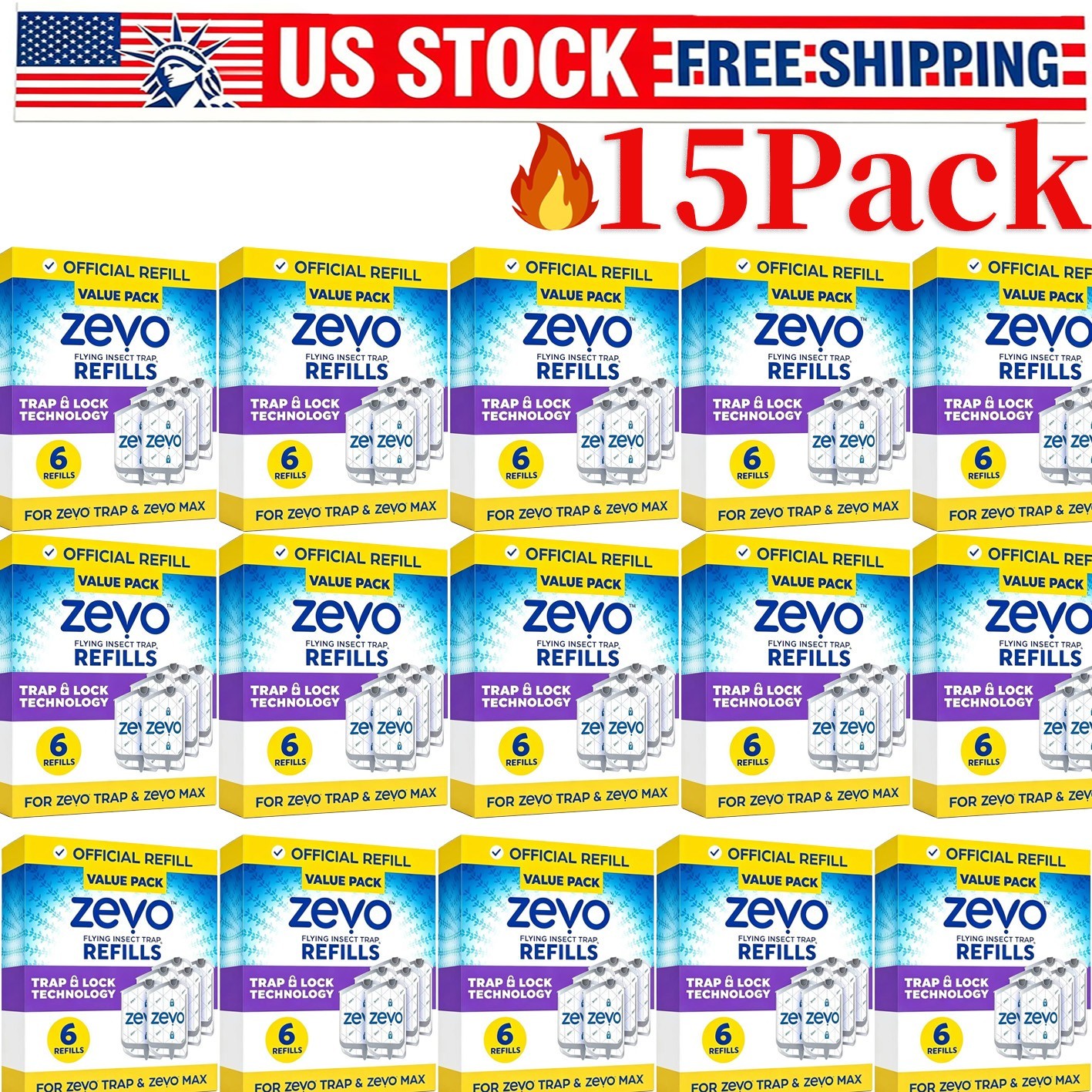 15 Pack Zevo Flying Insect Trap Refill Cartridges -Easy to Use gallery