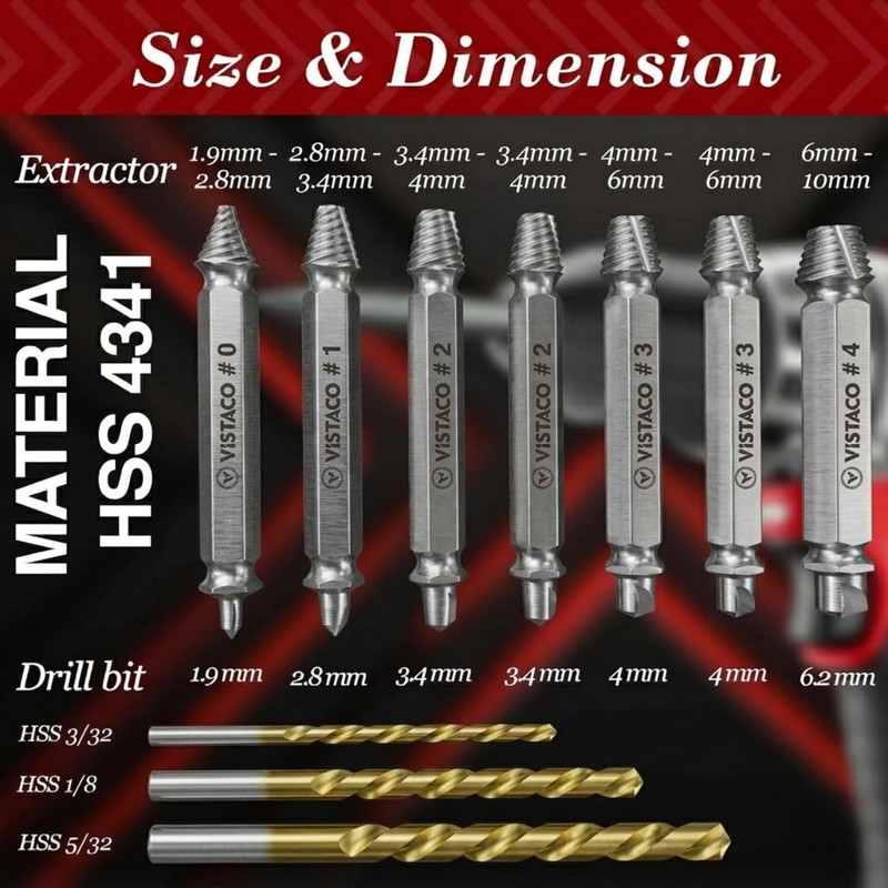 10 Pcs Screw Extractor Set Easy Out Set for Stripped Screws, Broken Bolts and Sc gallery