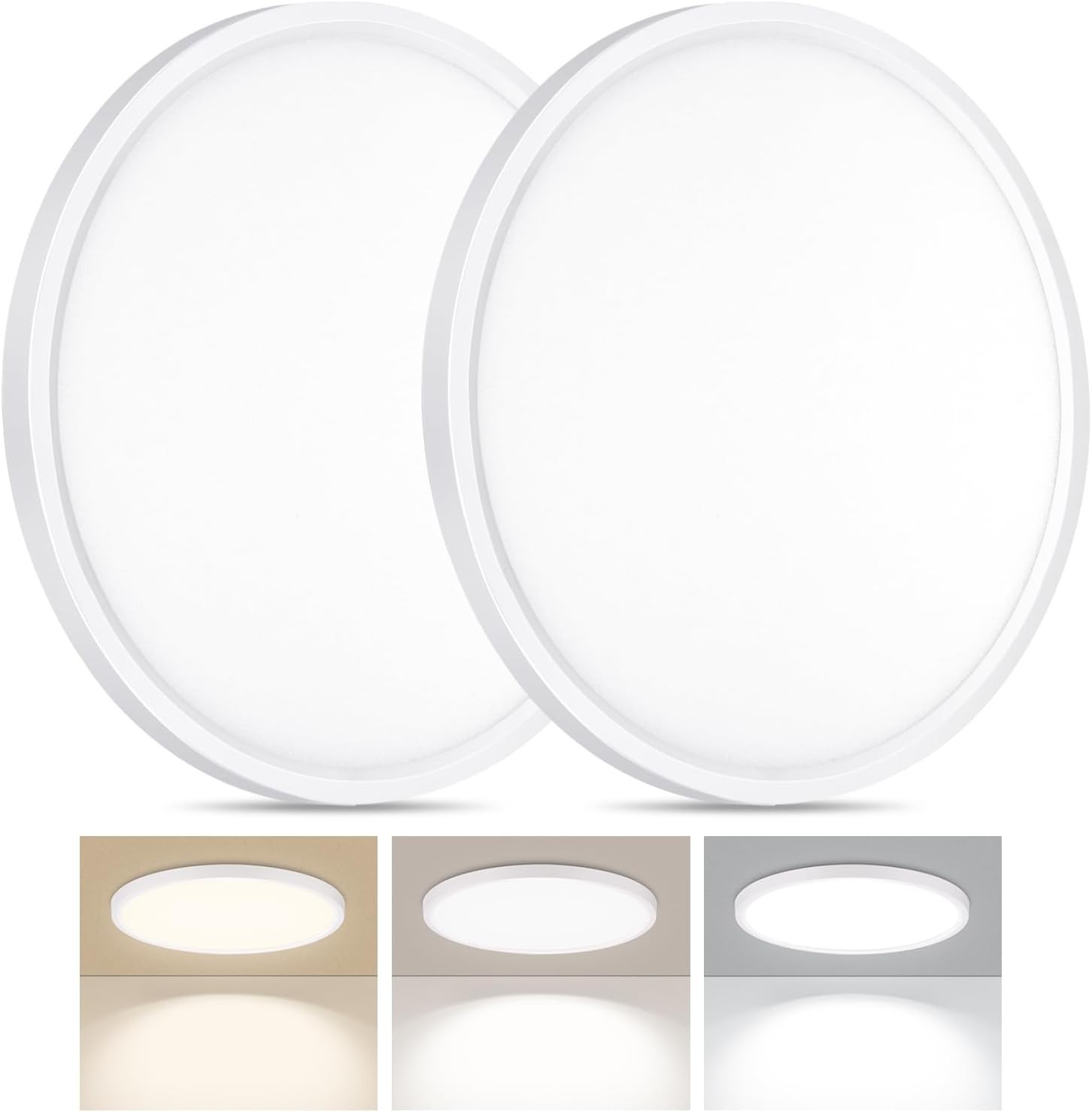 2Pack LED Flush Mount Ceiling Light 24W Ultra Thin Round White 3000k 4000k 6500k gallery
