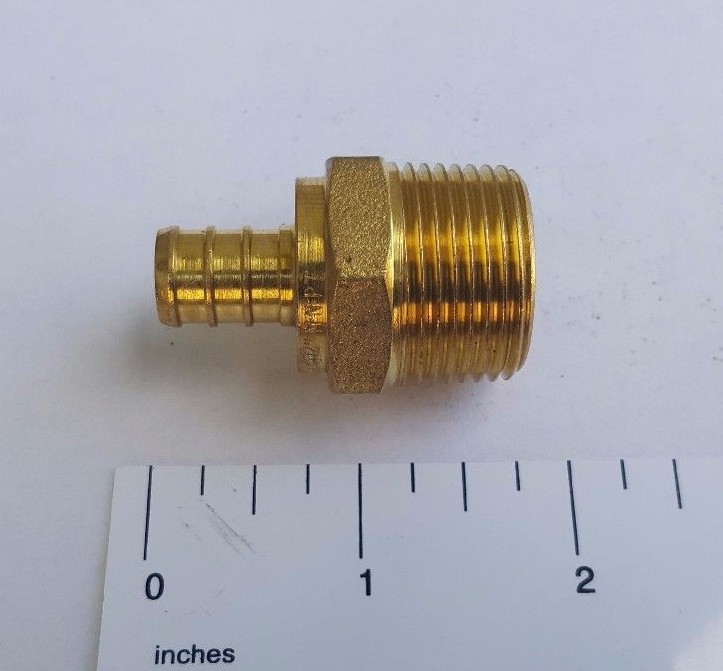 1) 1/2" PEX X 3/4" MALE NPT THREADED ADAPTER BRASS CRIMP FITTINGS - LEAD FREE gallery