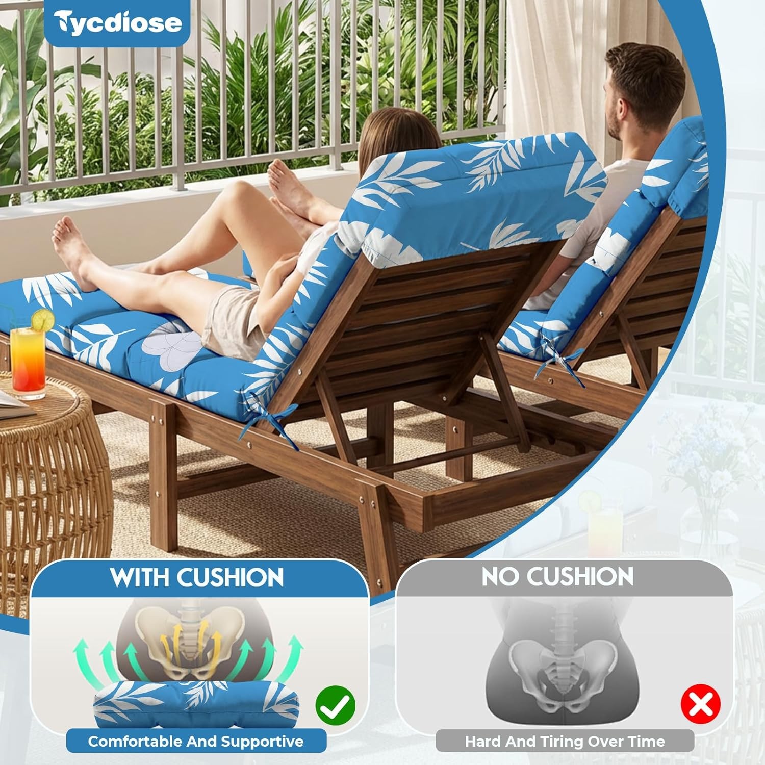 All Weather Chaise Lounge Cushions Outdoor 74.4 x 22 x 4 Inches Lounge Chair gallery