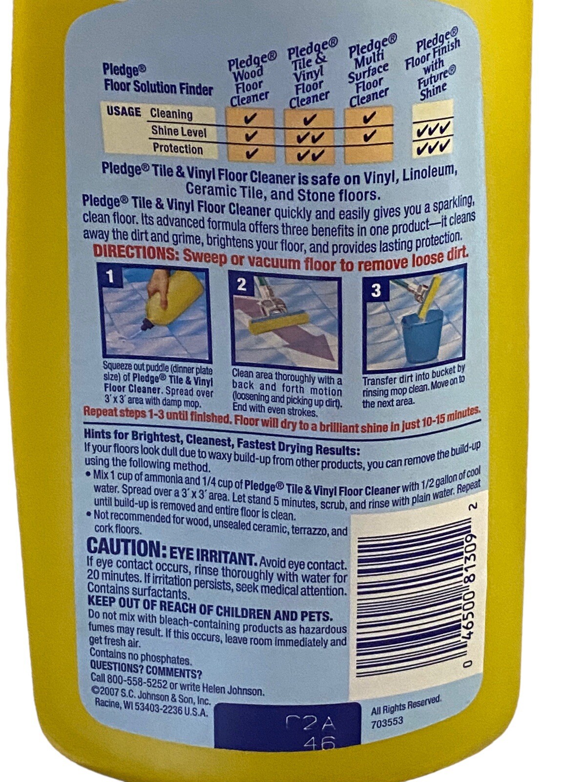 1 New Pledge Tile & Vinyl Floor Cleaner 3 in 1 Discontinued 27 Fl Oz gallery