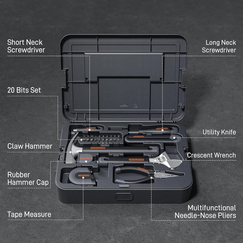 Teslong Basic Tool Kit for Home, Compact Lightweight Tool Set for Beginners gallery