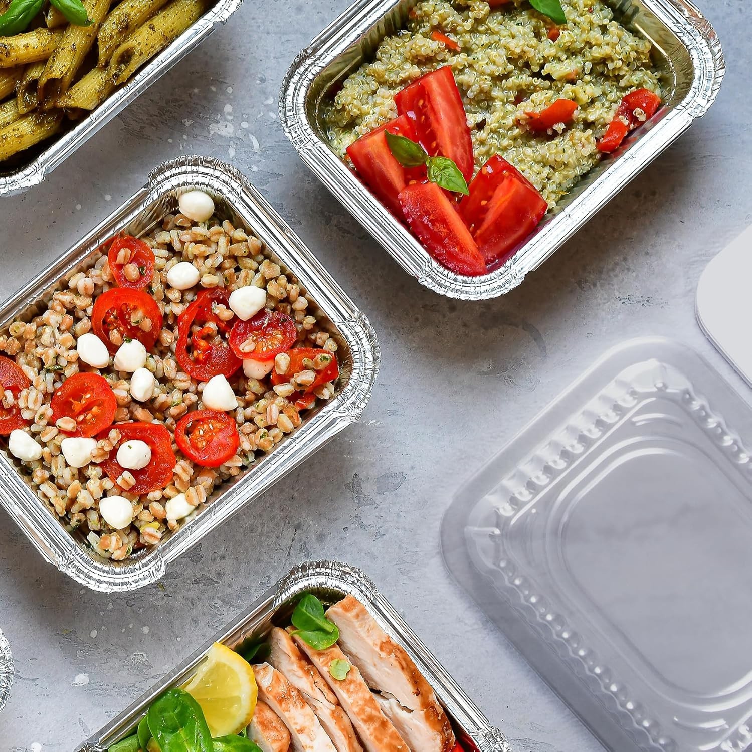 Aluminum Pans With Lids - 50 Count - 1LB Oblong Pans 5"x4"- To Go Containers ... gallery