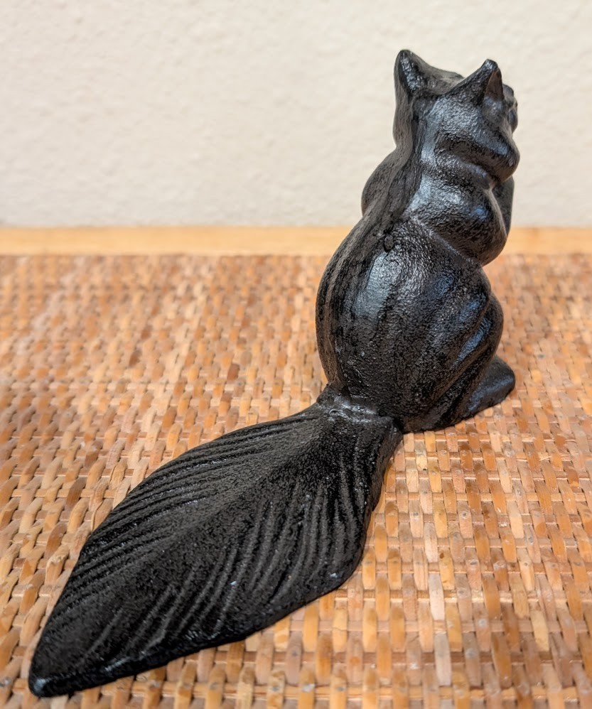Rustic Cast Iron Standing Chipmunk Squirrel with Long Tail Door Stopper Wedge gallery