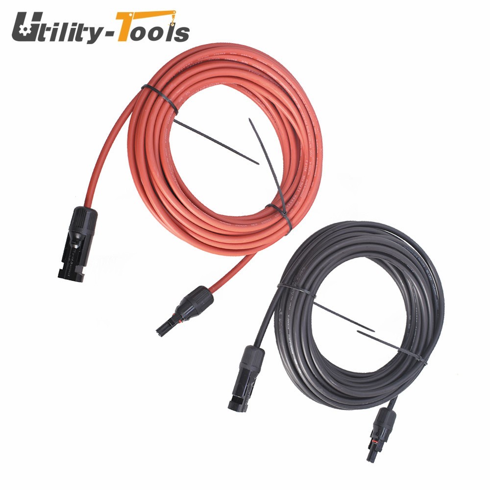 12 AWG 20 FT High Quality Solar Panel Extension Cable Wire Connector Black + Red gallery