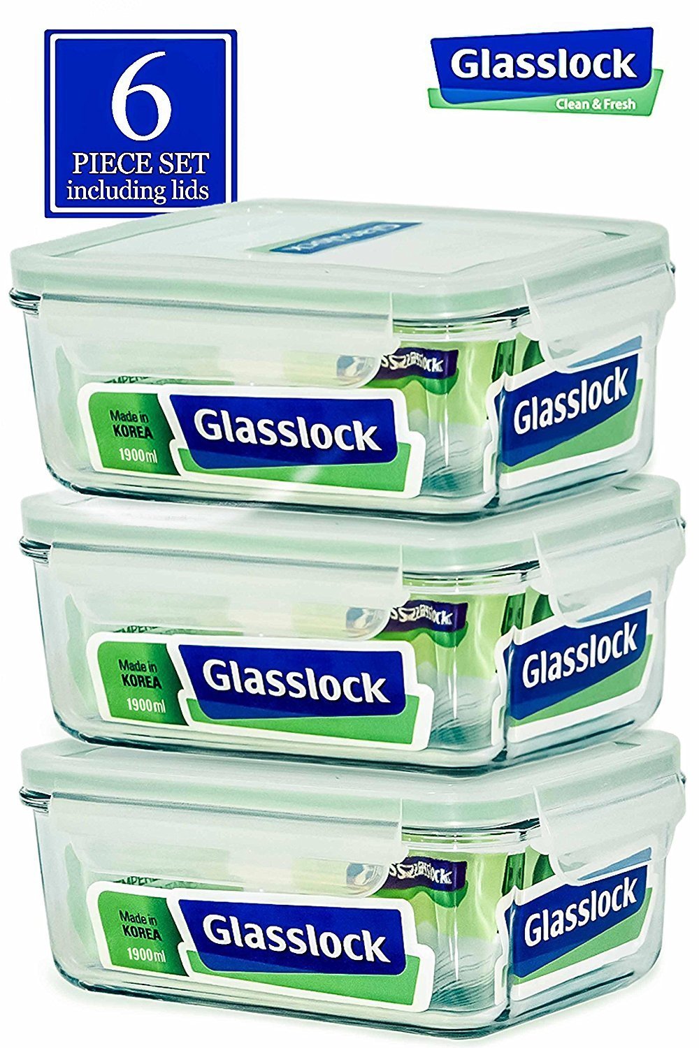 Glasslock Food-Storage Container Airtight Lids Microwave Safe 6pcs Set in 9sizes gallery