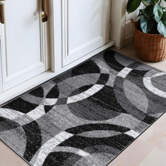Grey Rectangular 2 7 X 4 Area Rug Soft Plush Polypropylene Indoor Rug
