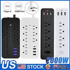 4/8 Outlets Wall Mountable USB Surge Protector Power Strip with USB Ports Plugs
