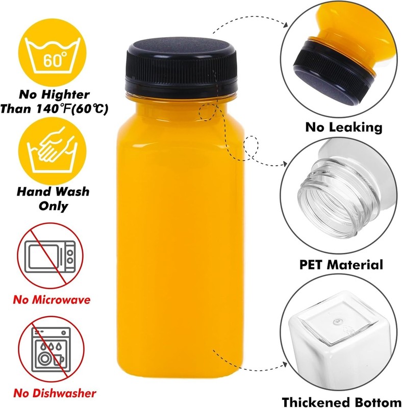 36Pcs 6/16Oz Empty Plastic Juice Bottles with Caps, Reusable Clear Bulk Beverage gallery