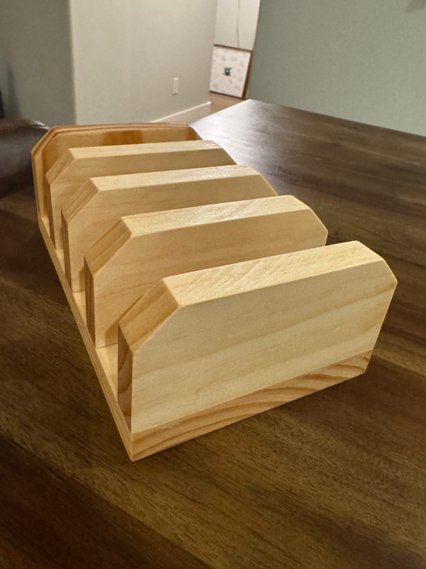 Handmade Pine Cutting Board Holder 4-Slot Countertop Organizer Tung Oil Finish gallery