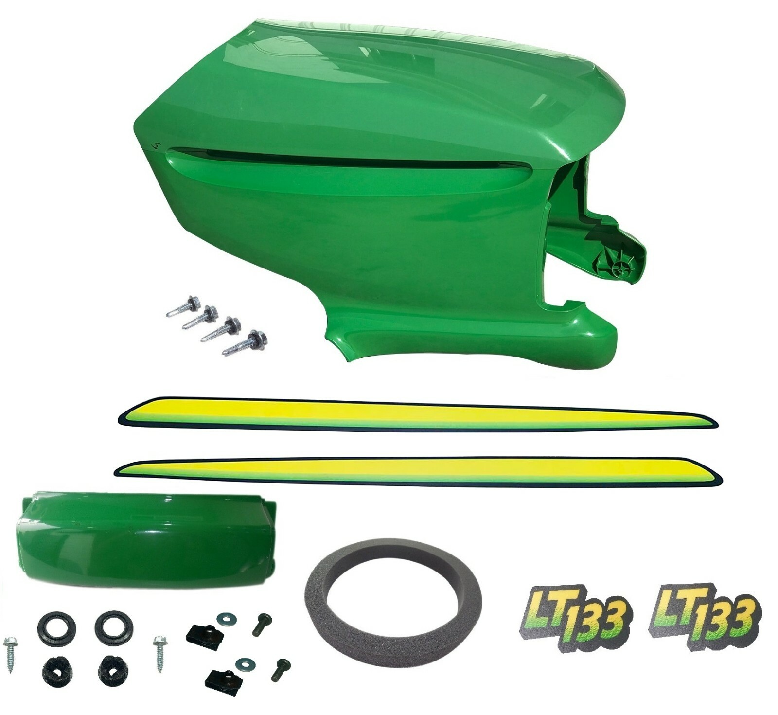 New Upper & Lower Hood/Bumper/Foam Isolator/LH&RH Stickers Fits John Deere LT133 gallery
