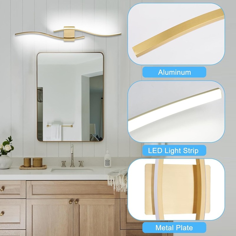 Wall Sconces - 2 Pack Gold, Plug-in, 14W LED, Modern Indoor Lighting with Cord gallery