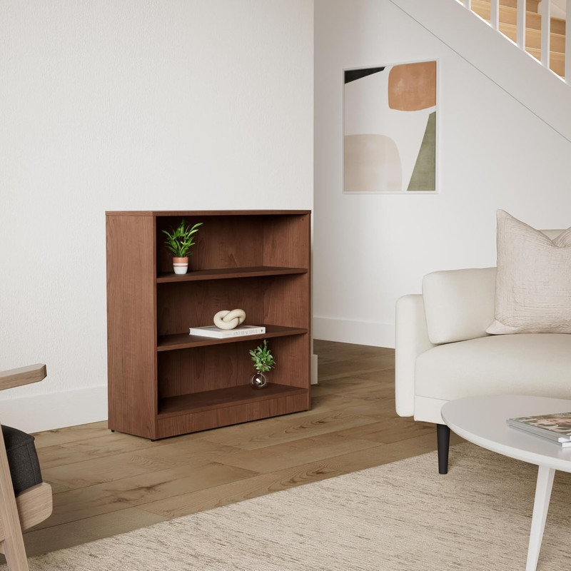 Stylish Walnut Laminate Bookcase - 36" x 36" x 12" for Home or Office gallery