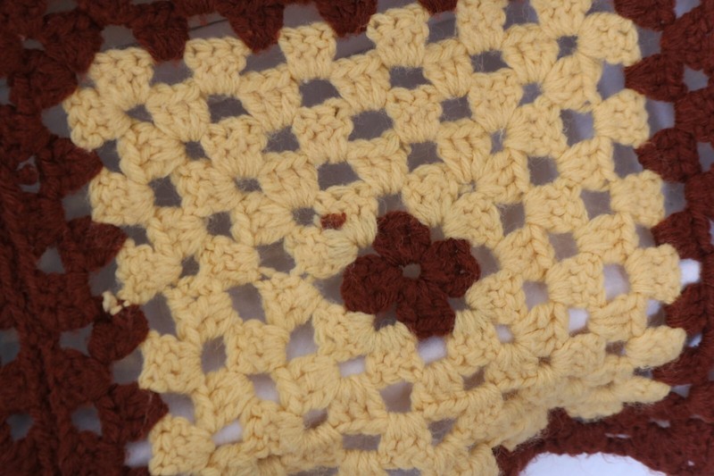 Vintage Crochet Granny Square Pattern Brown Knit quilt Afghan Throw Soft Blanket gallery