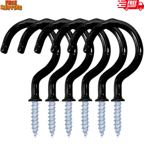 Durable 1-1/4 Inch Screw-in Cup Hooks - 12 Pack Vinyl Coated for Home & Office