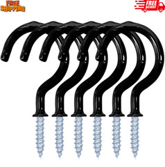 Durable 1-1/4 Inch Screw-in Cup Hooks – 12 Pack Vinyl Coated for Home & Office