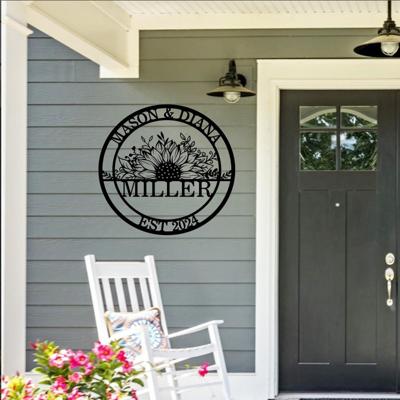 Personalized Wedding Sign – Sunflower Family Name & Established Date Metal Art gallery