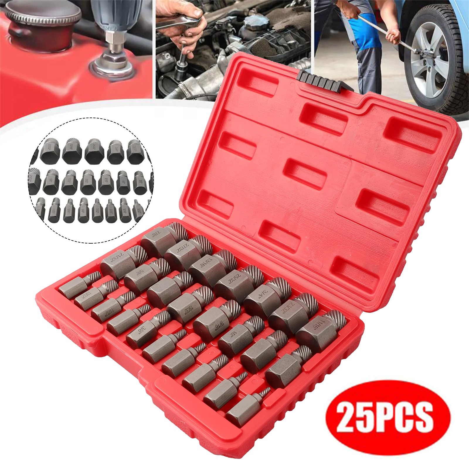 25 PCS Impact Bolt Extractor Set Nut Remover Set Stripped Extraction Socket Tool gallery