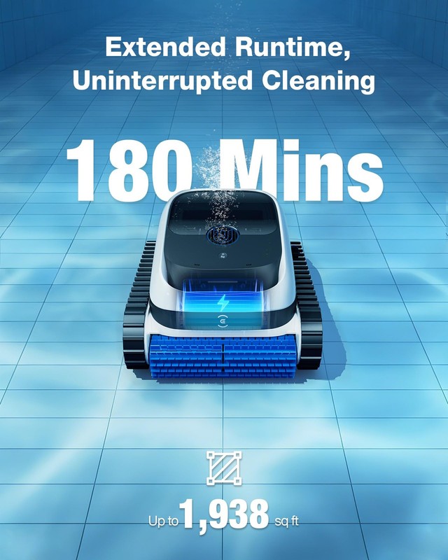 Cleaner Robot 4800GPH UltraPure Suction 180Min Runtime ECOVACS P1 Pool Cordless gallery
