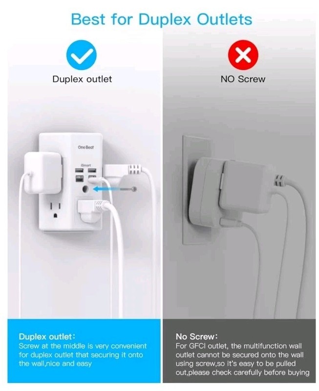 3 Side Power Strip Multi Plug Expander, Surge Protector, 5 Outlets Extender,... gallery