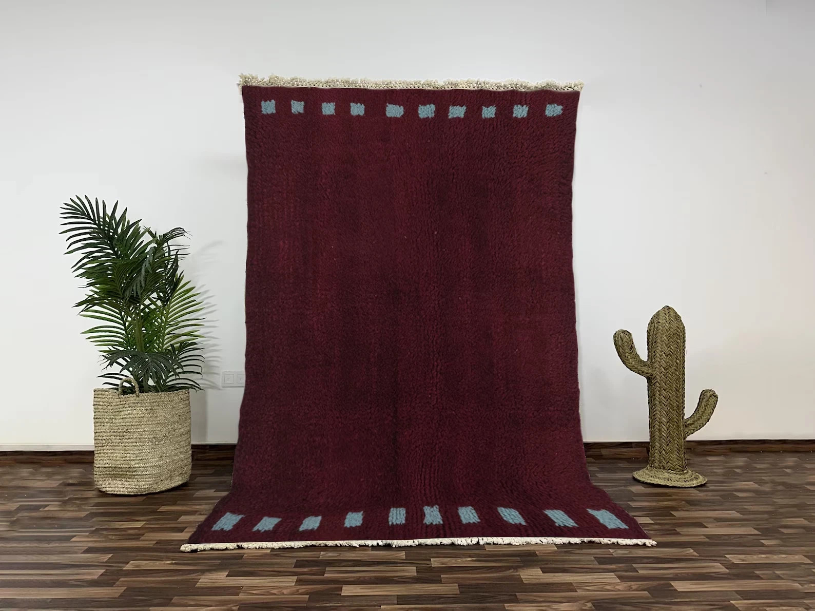 Beni Ourain Berber Moroccan Wool Rug Color Burgundy Blue Design Carpet Area Rug gallery