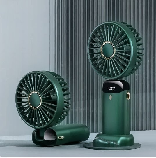 Mini Rechargeable Foldable Handheld/Desktop Fan w/ Digital Display USB Battery gallery