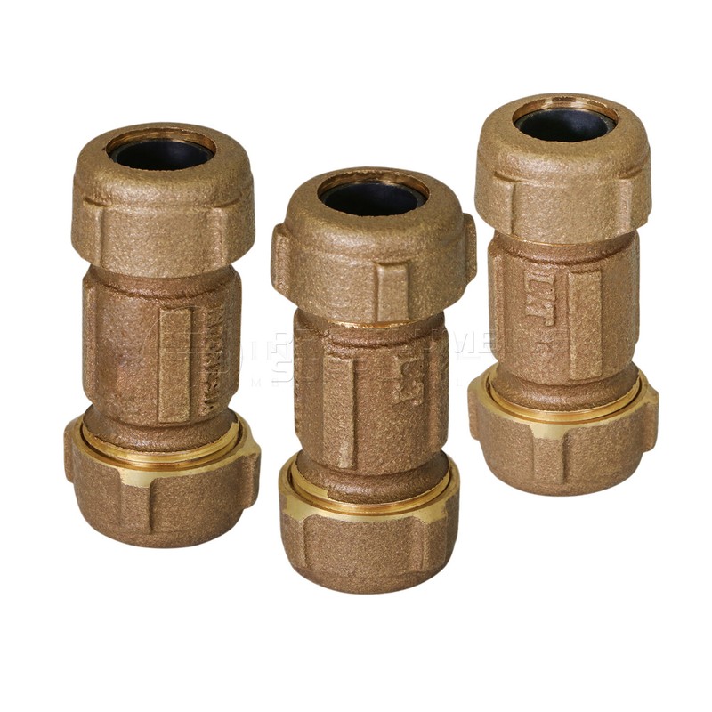 Midline Valve Compression Coupling Fitting, with Packing Nut, Brass, 3 in. Long gallery