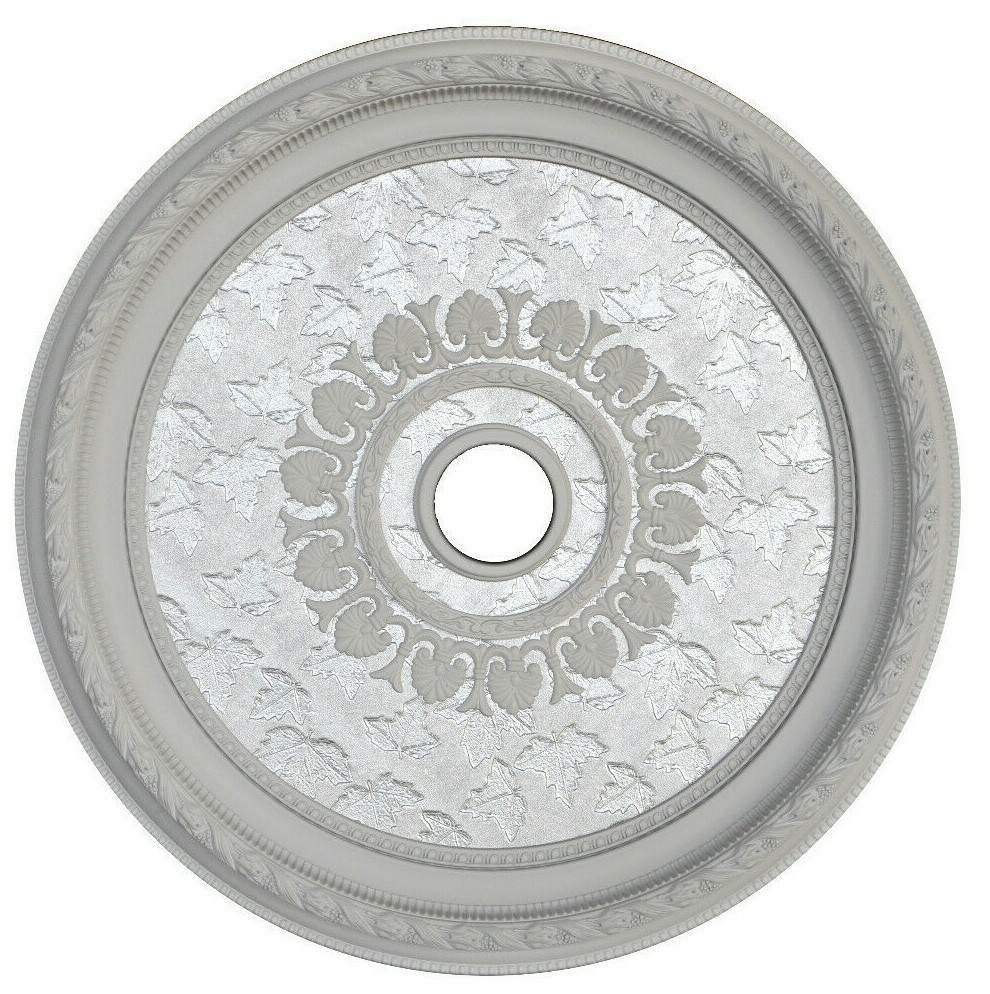 32" ROUND CHANDELIER CEILING MEDALLION SILVER FLORAL FOYER DINING ROOM BEDROOM gallery