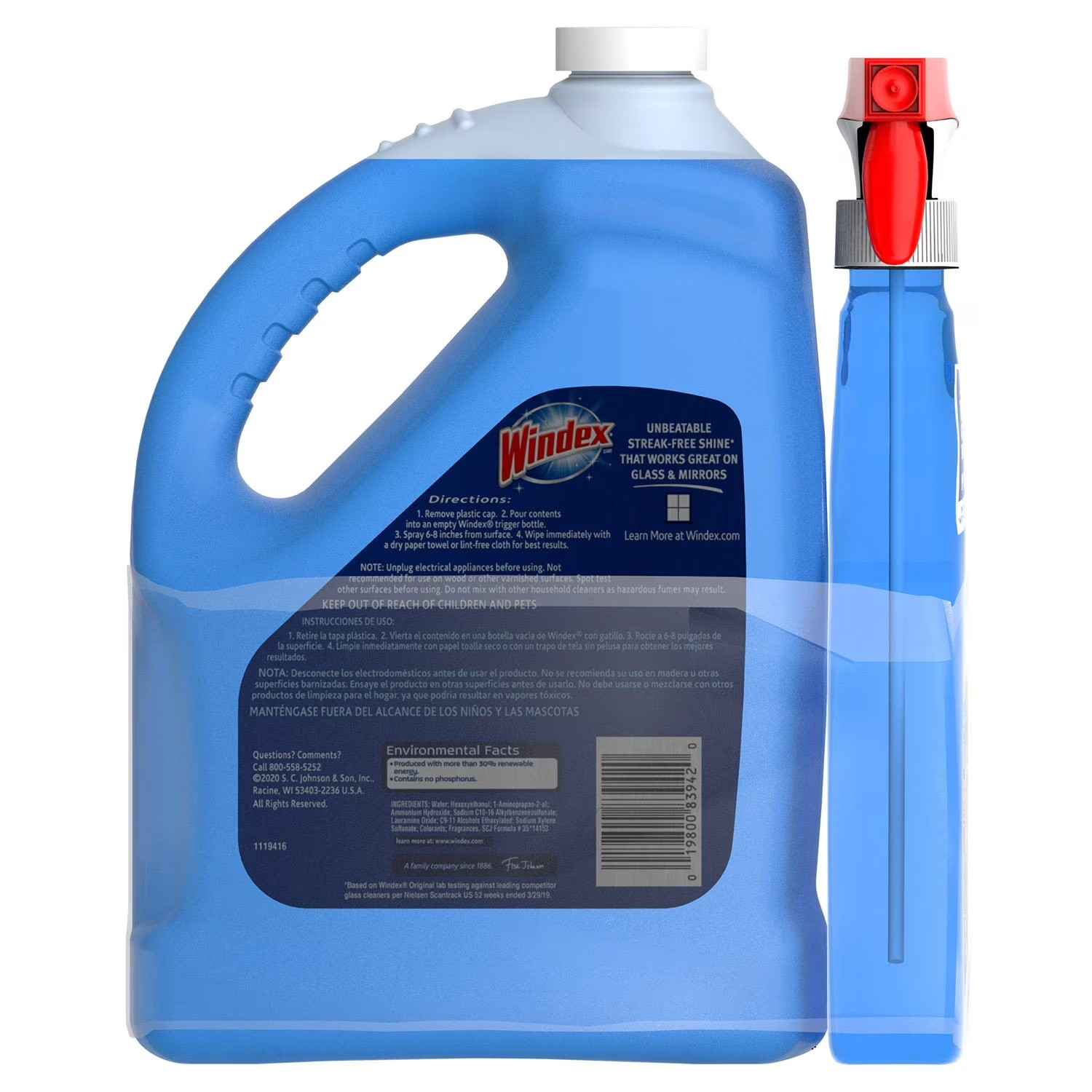 Windex Original Glass Cleaner, 1 spray bottle + 128 fl. oz. Refill gallery